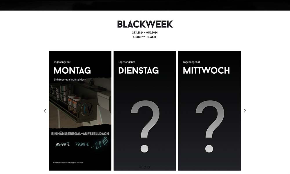 Die Black Friday Aktion mit Blackweek von Adventure Van.