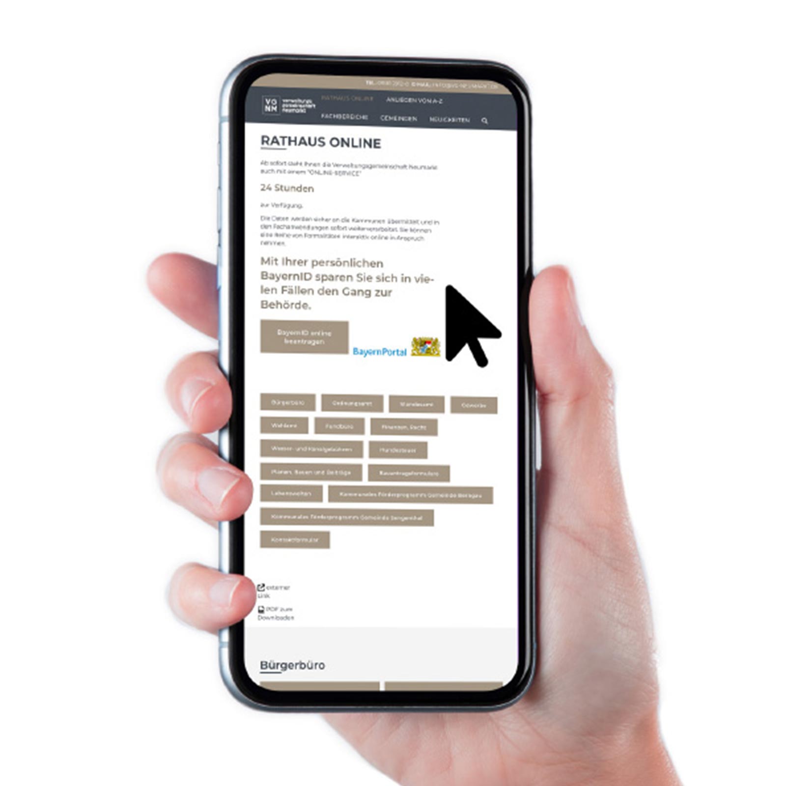Die mobile Ansicht der Website von VG-Neumarkt.