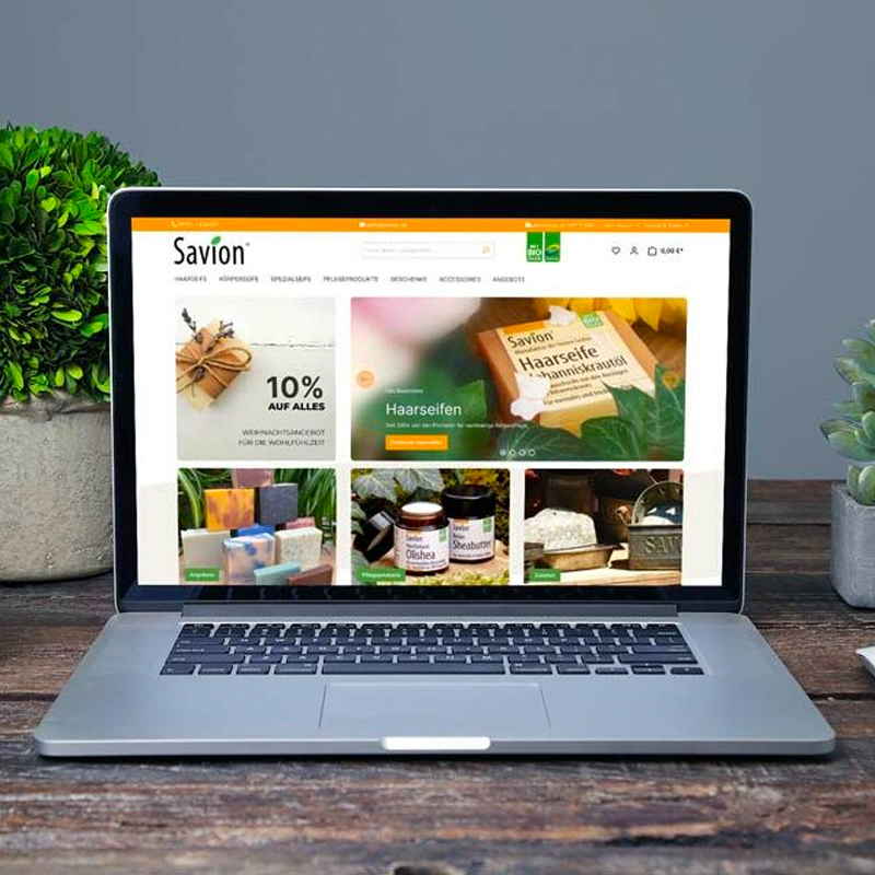 Der neue Onlineshop für "Savion".