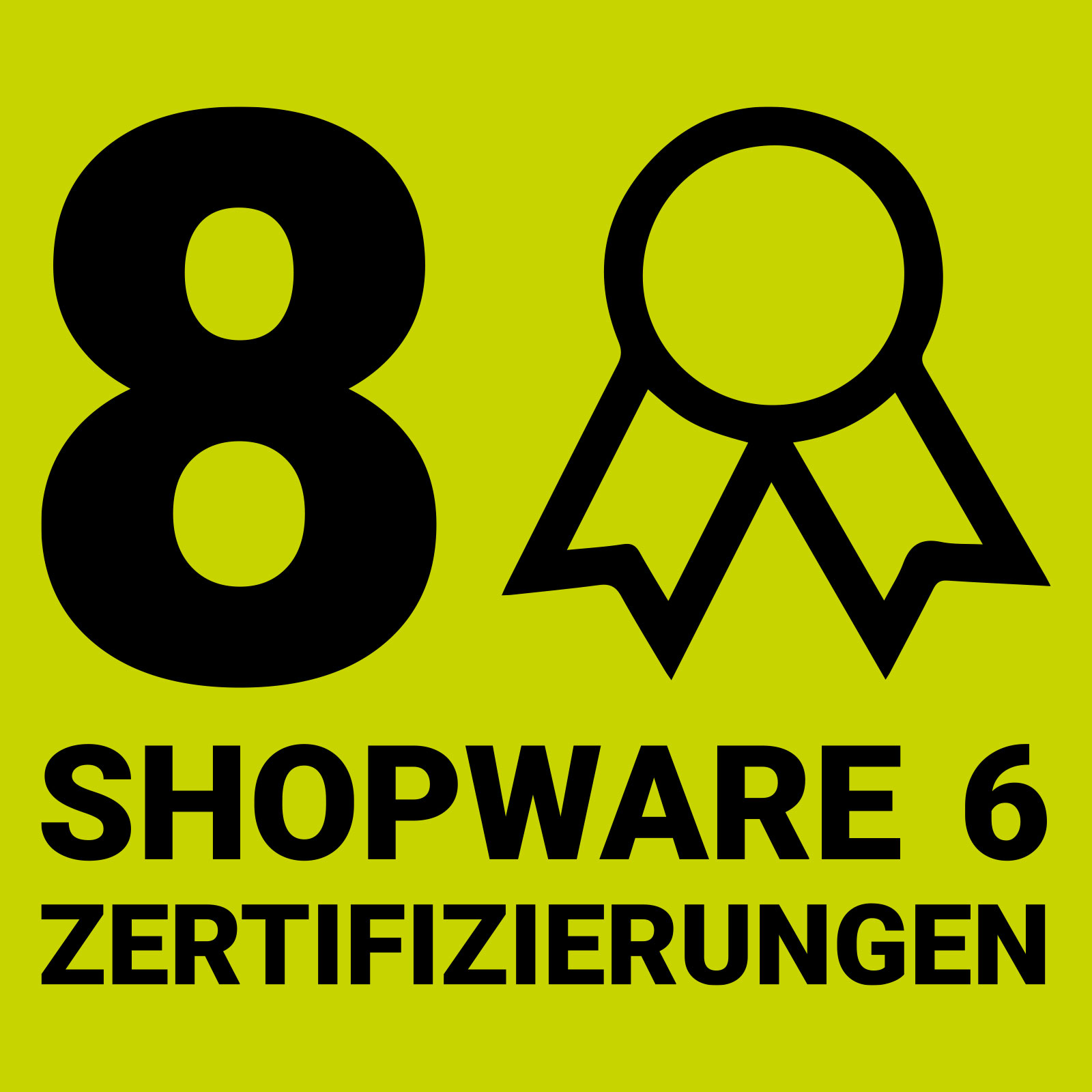 Ein Logo für 8 Shopware 6 Zertifizierungen.