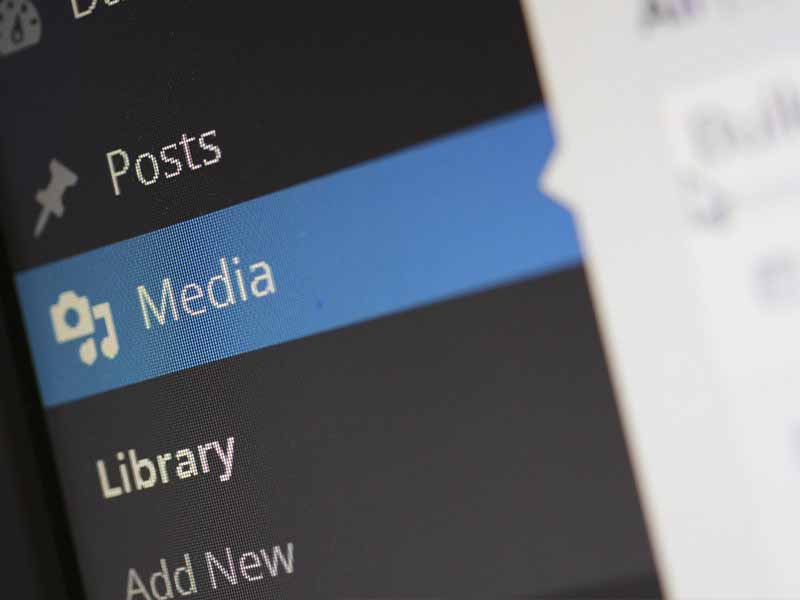 Eine Nahaufnahme der Mediathek von WordPress.