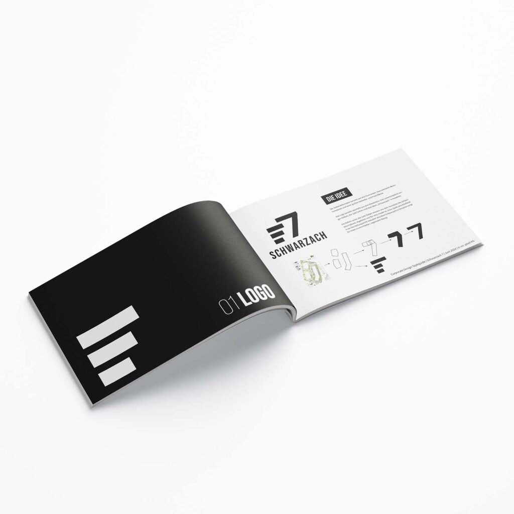 Ein Brand-Book von Schwarzach 7 mit der Entstehungsgeschichte des Logos.