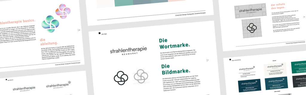 Eine Bildcollage an verschiedenen Strahlentherapie Neumarkt Logos.
