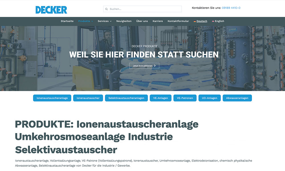 Die Produkte von Decker auf Desktop.