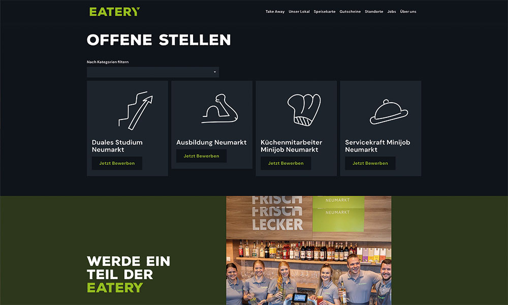 Die Karriereseite von Eatery Neumarkt.