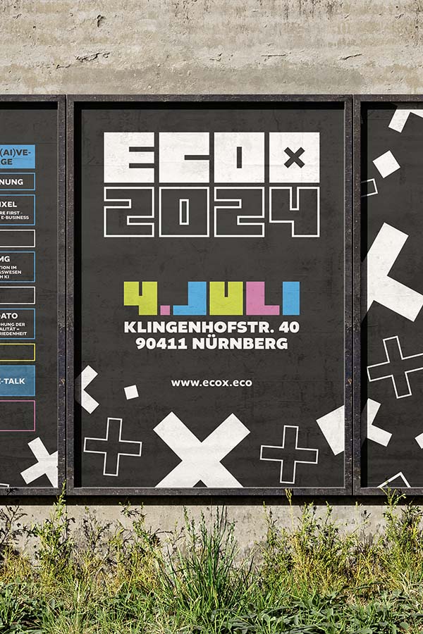 Ein Banner mit Termin und Adresse der ECOX Convention.