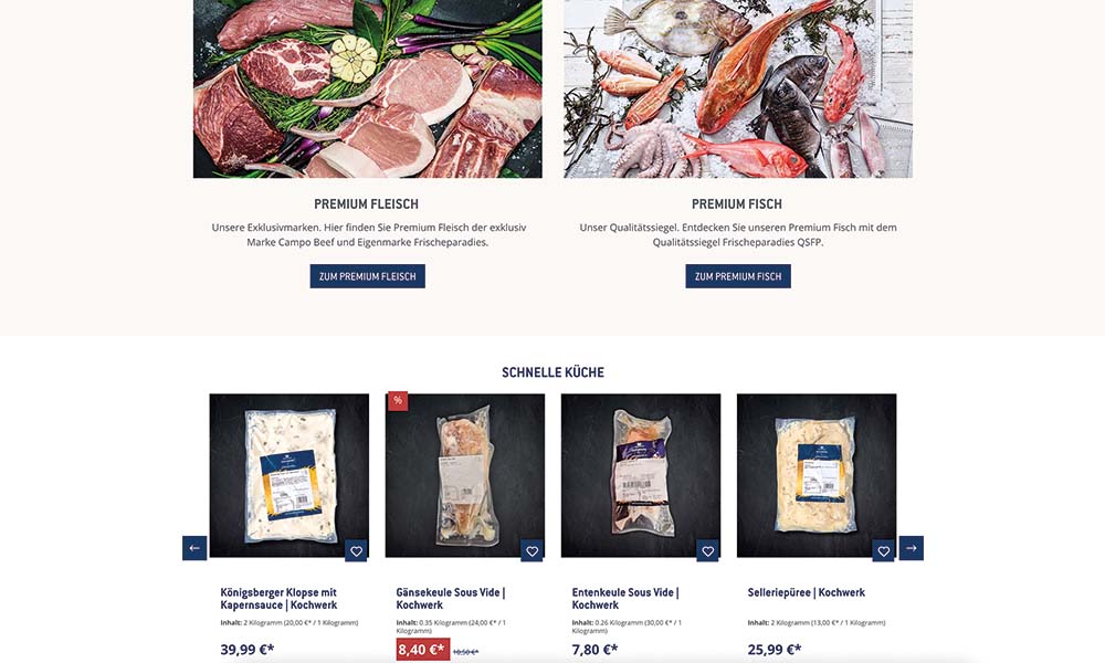 Verschiedene Produkte von Frischeparadies.