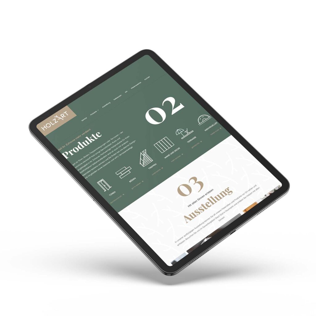 Ein Tablet mit Produkten von Holzart.