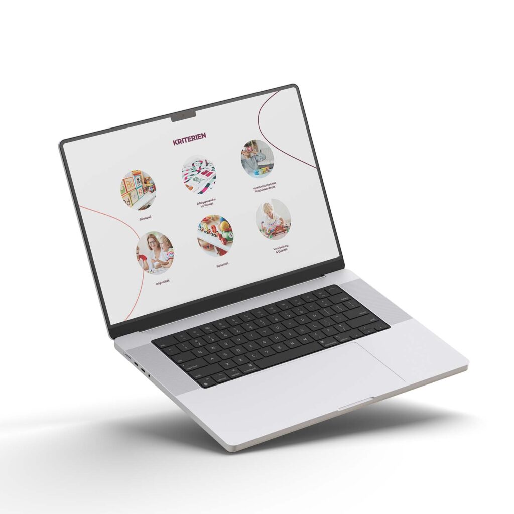 Die Website des ToyAwards auf einem Laptop.