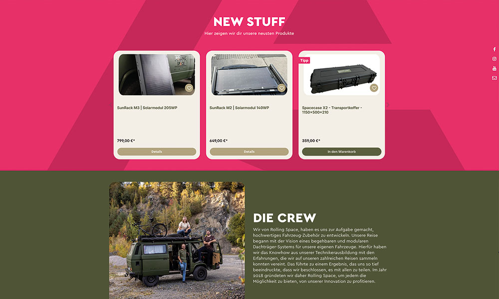 Der Onlineshop von Rolling Space.