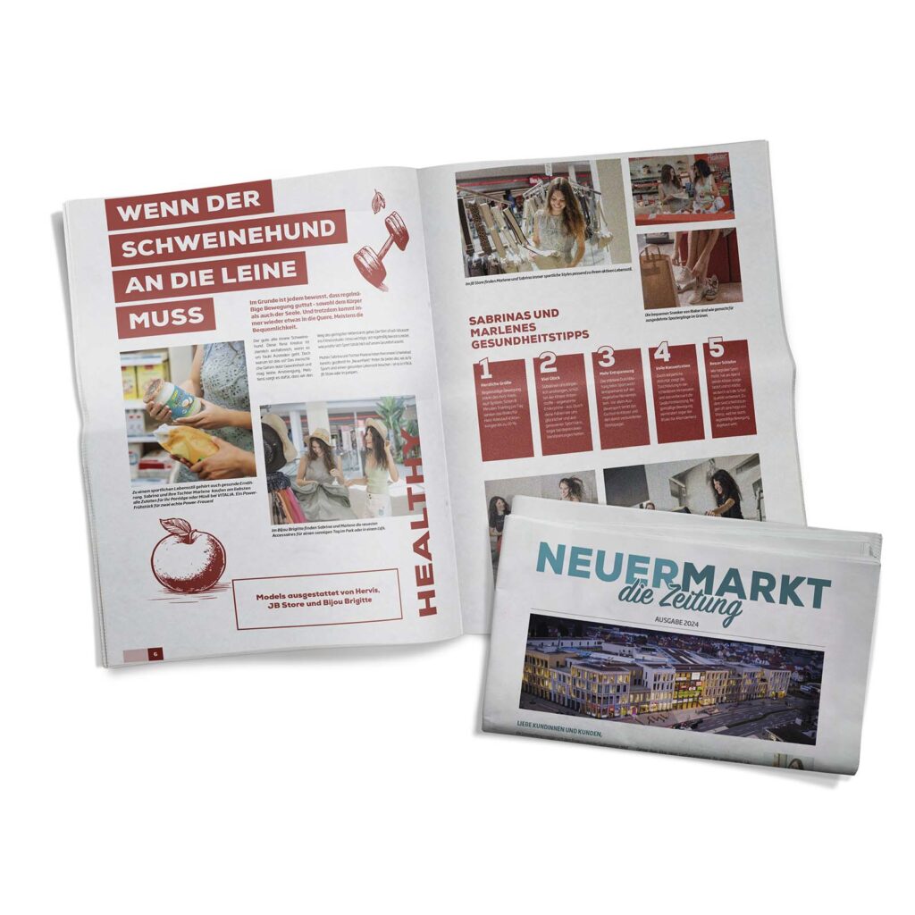 Die aufgeschlagene Zeitung des Neuen Markt.