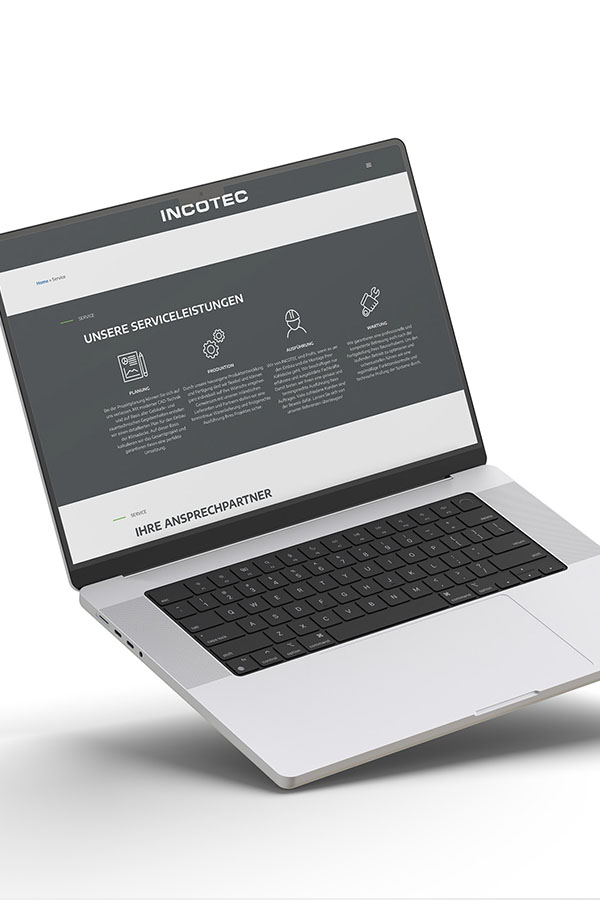 Die Incotec Serviceleistungen auf einem Laptop.
