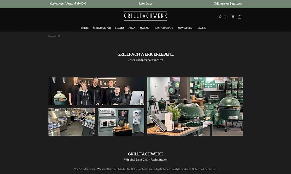 Die Startseite mit Teamfoto von Grillfachwerk.