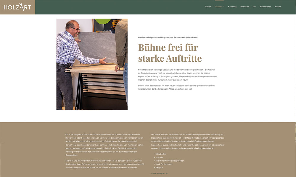 Die Startseite von Holzart.