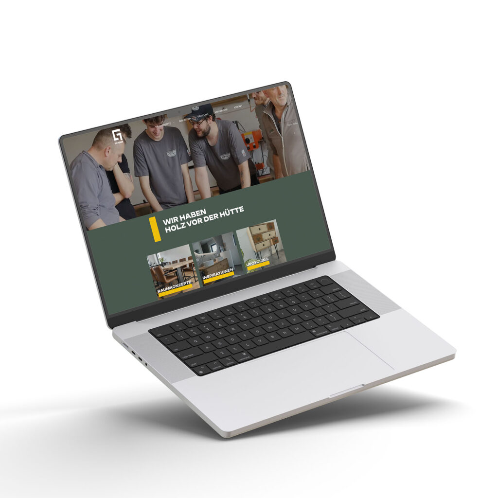 Die Startseite der Schreinerei Scherer auf einem Laptop.