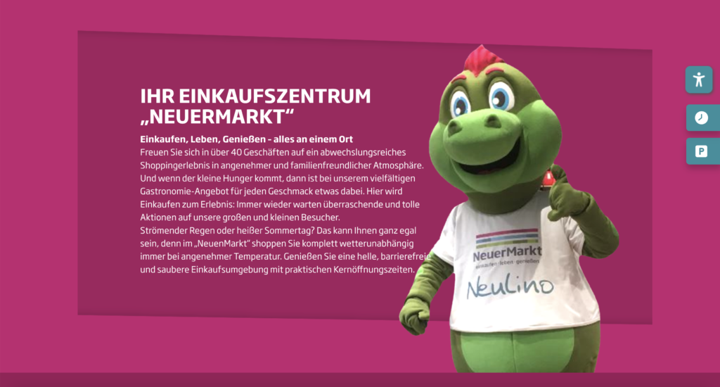 Die Startseite des Neuen Markts mit dem Maskottchen Neulino.