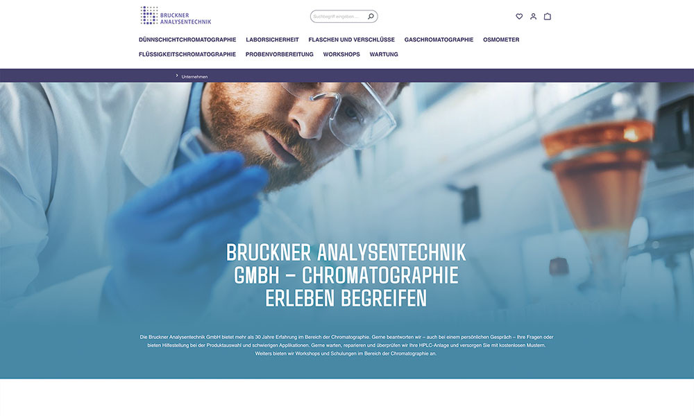 Die Startseite von Bruckner Analysetechnik.
