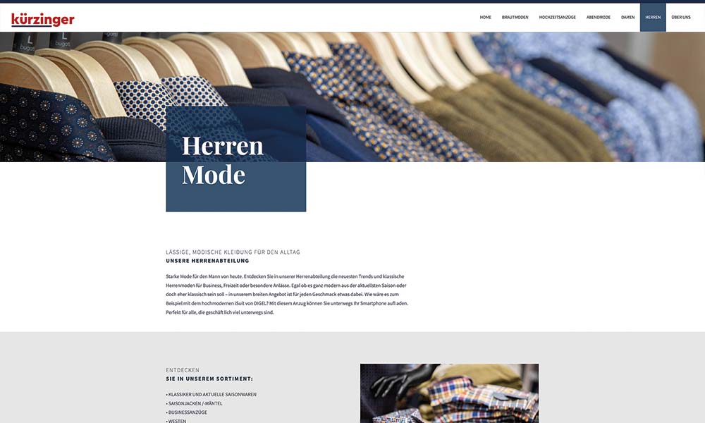 Herrenmode von Kürzinger.