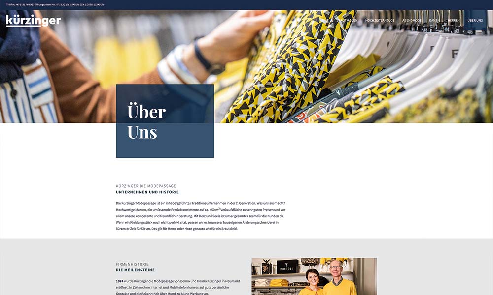 Die Über uns Seite von Kürzinger.