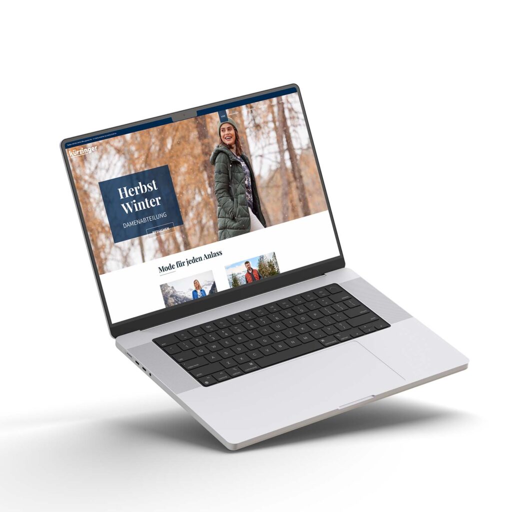 Die Herbst- und Wintermode von Kürzinger auf dem Laptop.