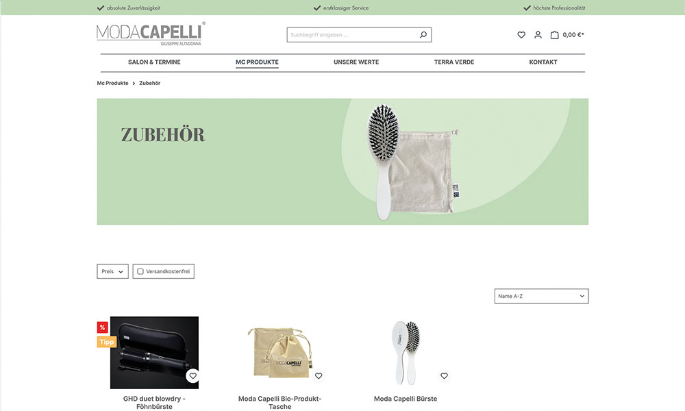 Das Zubehör von Moda Capelli.