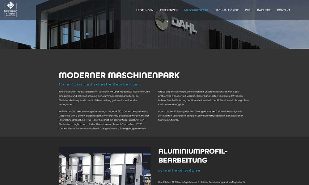 Der Maschinenpark von Metallbau Redinger.
