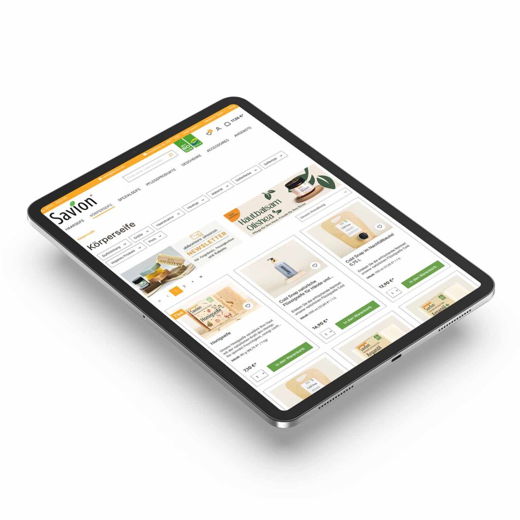 Die mobile Ansicht von Savion.