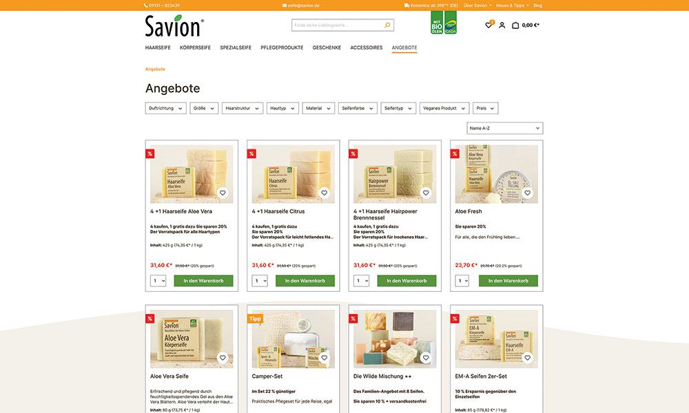 Die Produktübersicht von Savion.