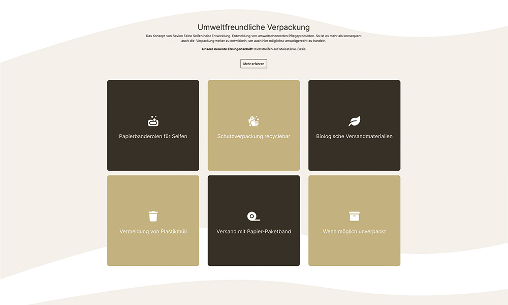 Umweltfreundliche Verpackungen von Savion.