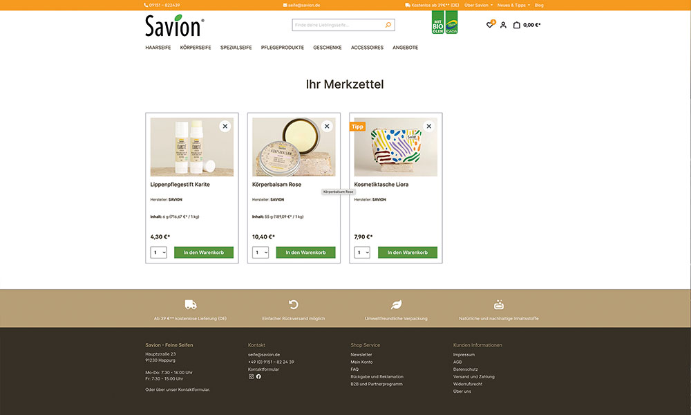 Der Merkzettel von Savion.