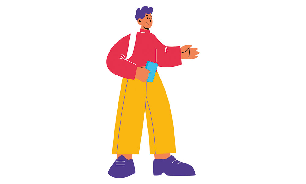 Eine Illustration eines Jungen, der ein Smartphone in der Hand hält.