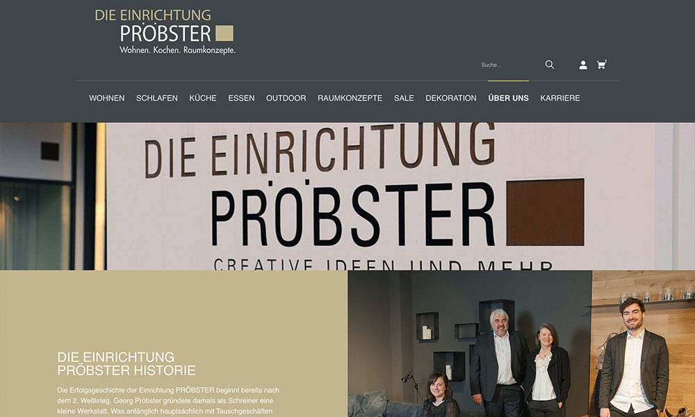 Die Über uns Seite von Einrichtung Pröbster.